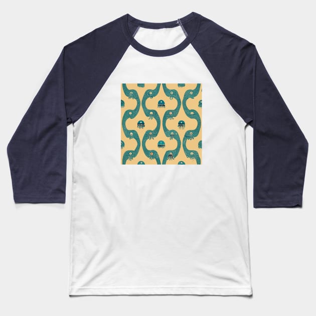 Octopus Pattern Baseball T-Shirt by Retro Travel Design